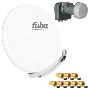Sat Anlage SET Satellitenschüssel Fuba DAA 850 85cm weiß mit LNB Quad Fuba DEK 417
