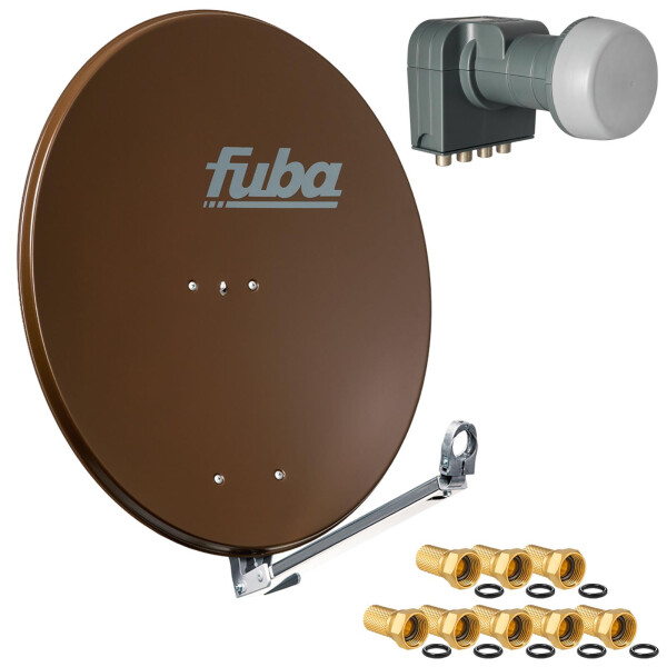 Sat Anlage SET Satellitenschüssel Fuba DAL 800 80cm braun mit LNB Quad Fuba DEK 417