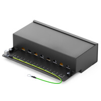 Patch panel / patch field 8-port CAT.6a hb-digital for network cable LAN laying cable, STP BLACK