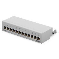 Patchpanel / Patchfeld 12-Port CAT.6 hb-digital für Netzwerkkabel LAN Verlegekabel, STP HELLGRAU