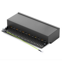 Patch panel / patch field 12-port CAT.6a hb-digital for network cable LAN laying cable, STP BLACK