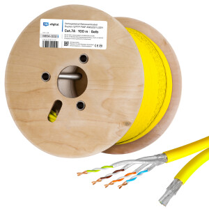 100m network cable CAT 7a duplex Ethernet cable max. 1200 MHz S/FTP AWG23 LSZH (2x8 wires) yellow