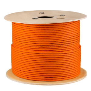 100m network cable CAT 7a duplex Ethernet cable max. 1200 MHz S/FTP AWG23 LSZH (2x8 cores) orange