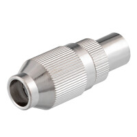 IEC female coupler for coaxial cable Ø 6.8 - 7.2 mm screw connection, metal housing