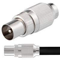 IEC connector for coaxial cable Ø 6.8 - 7.2 mm screw connection, metal housing