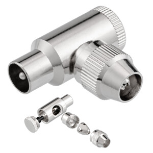 Angle IEC connector, tool-free, metal housing