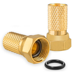 F Type Connector 7mm with rubber seal for coaxial cable gold plated