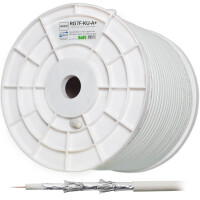 100m coaxial cable A+ certified 130dB 5-fold shielded pure copper white