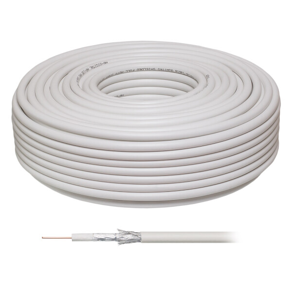 100 m coaxial cable hb-digital 95 dB 2-fold shielded steel copper WHITE
