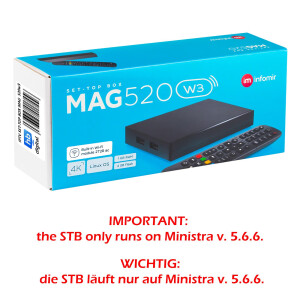 MAG 520w3 hb-digital IPTV Set Top Box mit 4K Unterstützung Linux WLAN integriert