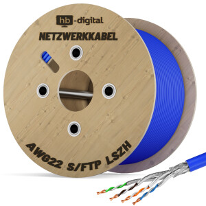 Ethernet Kabel CAT 8 LAN Kabel max. 2000 MHz S/FTP AWG22 LSZH blau