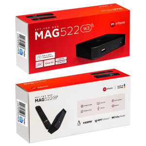 MAG 522w3 (V.1) IPTV Set Top Box mit 4K und HEVC H 265 Unterstützung Linux WLAN integriert
