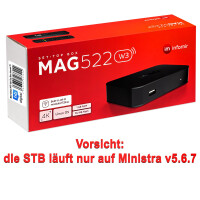 MAG 522w3 (V.1) IPTV Set Top Box mit 4K und HEVC H 265 Unterstützung Linux WLAN integriert