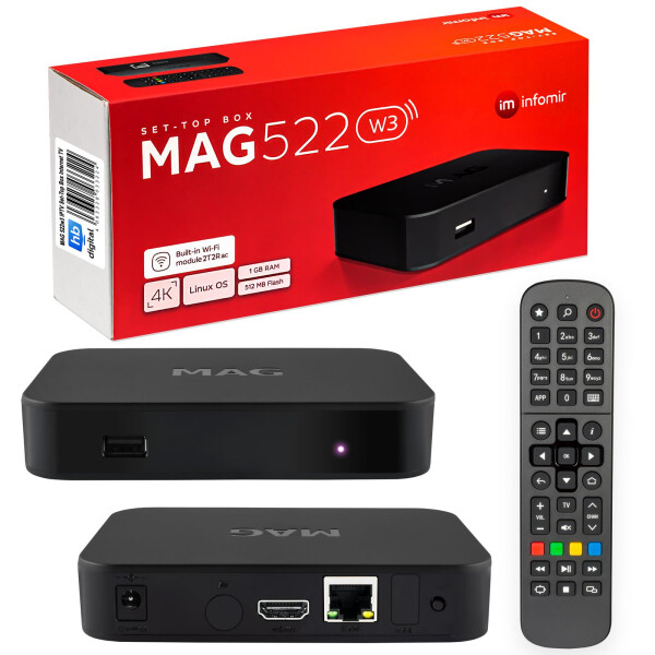 Refurbished MAG 522w3 (V.1) IPTV Set Top Box with 4K and HEVC H 265 support Linux Wi-Fi Integrated
