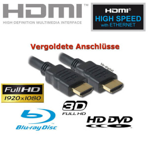 HDMI Kabel High Speed mit Ethernet vergoldet SCHWARZ
