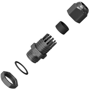 Metric cable gland M12x1.5 plastic black