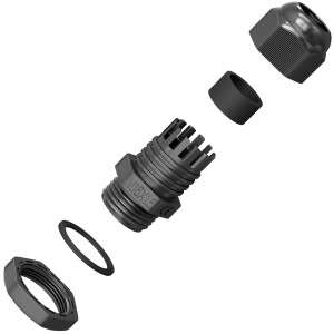 Metric cable gland M16x1.5 plastic black