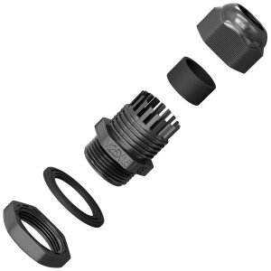 Metrische Kabelverschraubung M25x1,5 Kunststoff schwarz