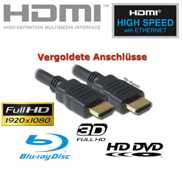 HDMI Flach Kabel 5 m Flachkabel Flachbandkabel HighSpeedwEthernet vergoldet 5,0m 