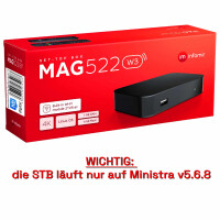 B-Ware MAG 522w3 (V.2) IPTV Set Top Box mit 4K und HEVC H 265 Unterstützung Linux WLAN integriert