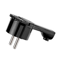 Schutzkontaktstecker für NYM Kabel flaches Winkelstecker schwarz