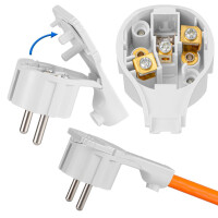 Earthing contact plug for NYM cable flat angled plug white