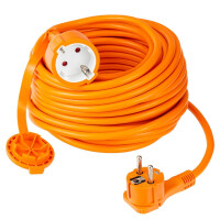 20m extension cable for outdoor use with earthing contact flat plug orange