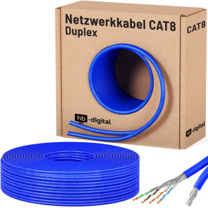 5m - 500m Ethernet cable CAT 8 LAN cable max. 2000 MHz S/FTP AWG22 LSZH blue
