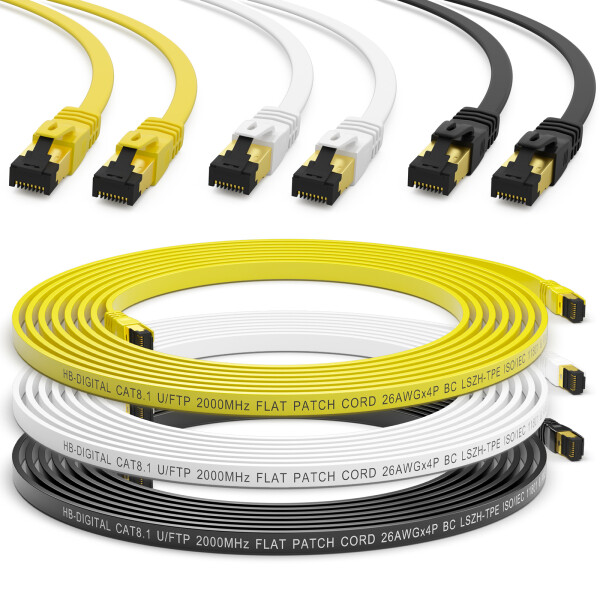 0,25m – 15m CAT 8.1 Patchkabel Ethernet Kabel U/FTP LSZH RJ45 40Gbps 2000 MHz Reines Kupfer Farbe zur Auswahl