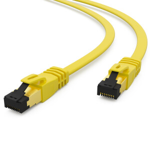 10m LAN Kabel CAT 8.1 Patchkabel flach U/FTP LSZH RJ45 40Gbps 2000 MHz Reines Kupfer gelb