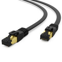 10m LAN cable CAT 8.1 patch cord flat U/FTP LSZH RJ45 40Gbps 2000 MHz pure copper black