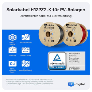100m Solarkabel H1Z2Z2-K 4 mm² Photovoltaik Kabel...