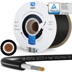 100m Solarkabel H1Z2Z2-K 4 mm² Photovoltaik Kabel...