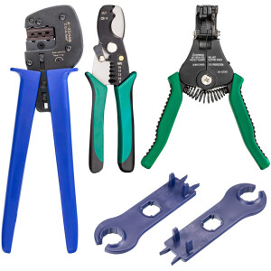 Photovoltaic Installation Tool Set in Case Crimping Pliers for Solar plug/ Cable Stripper / Cable Cutter / Spanners