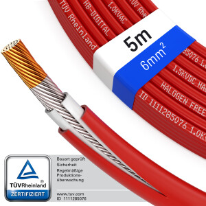 5m Solar cable 6 mm² H1Z2Z2-K Photovoltaic cable for so