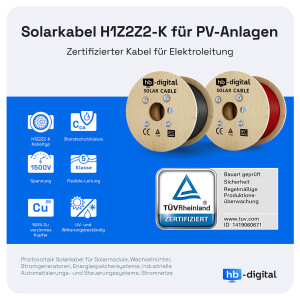 100m Solarkabel 6 mm² H1Z2Z2-K Photovoltaik Kabel...