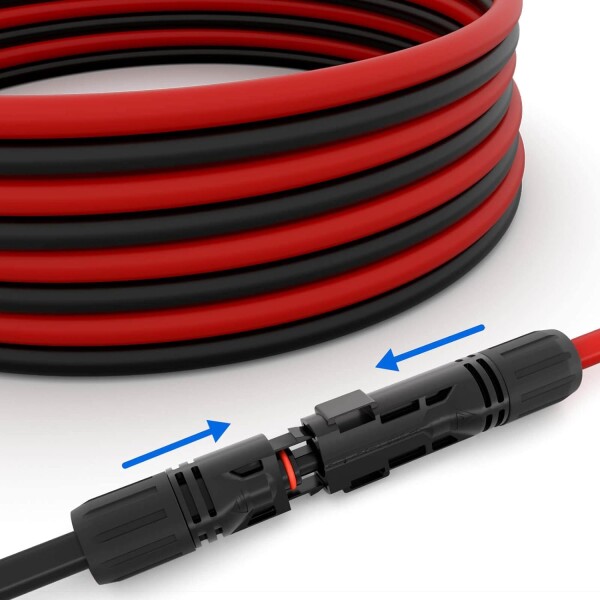 Solarkabel 6mm² Verlängerung 1m – Mit Solarsteckern, IP68, 10AWG Für PV-Anlagen