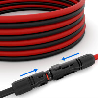 2x Solar Verlängerungskabel mit Stecker 4mm² und 6mm² Kabel für PV Anlagen Verkabelung schwarz / rot