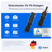 2x 12m Photovoltaic Cable 6mm² with 1500V Solar Connect