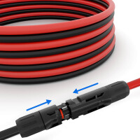 1m - 50m Solar Verlängerungskabel 4mm² Kabel für PV Anlagen mit Stecker schwarz oder rot