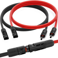 1m - 50m Solar Verlängerungskabel 6mm² Kabel für PV Anlagen mit Stecker rot oder schwarz