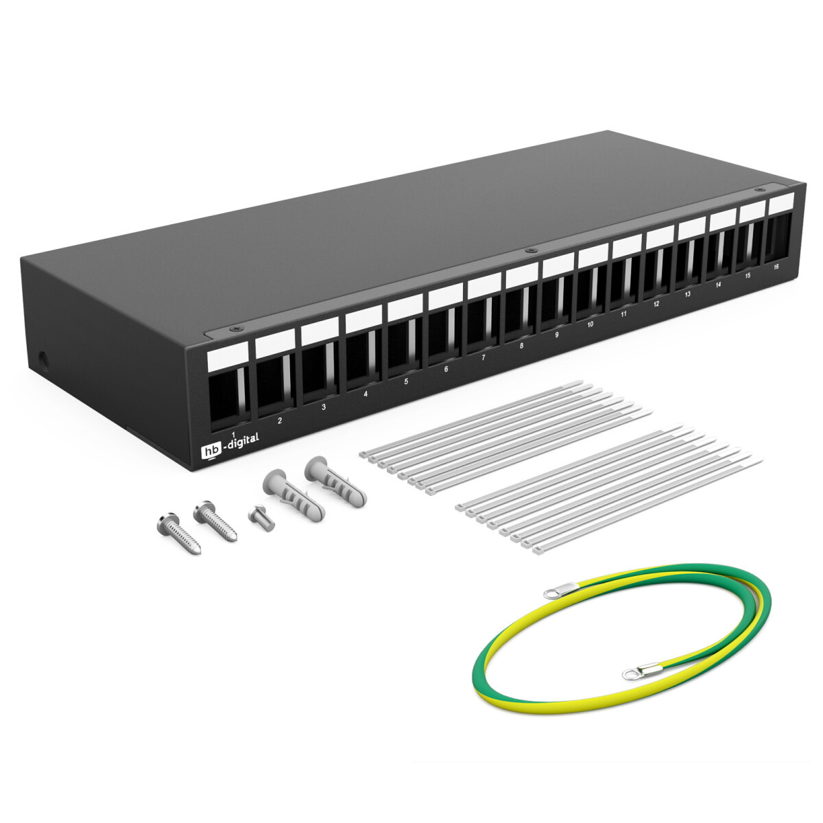Keystone patch panel 16-port patch panel black hb-digital, 21,99