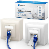 LAN Dose CAT 6 Netzwerkdose Aufputz / Unterputz Farben und Anzahl der RJ45 Fächer zur Auswahl