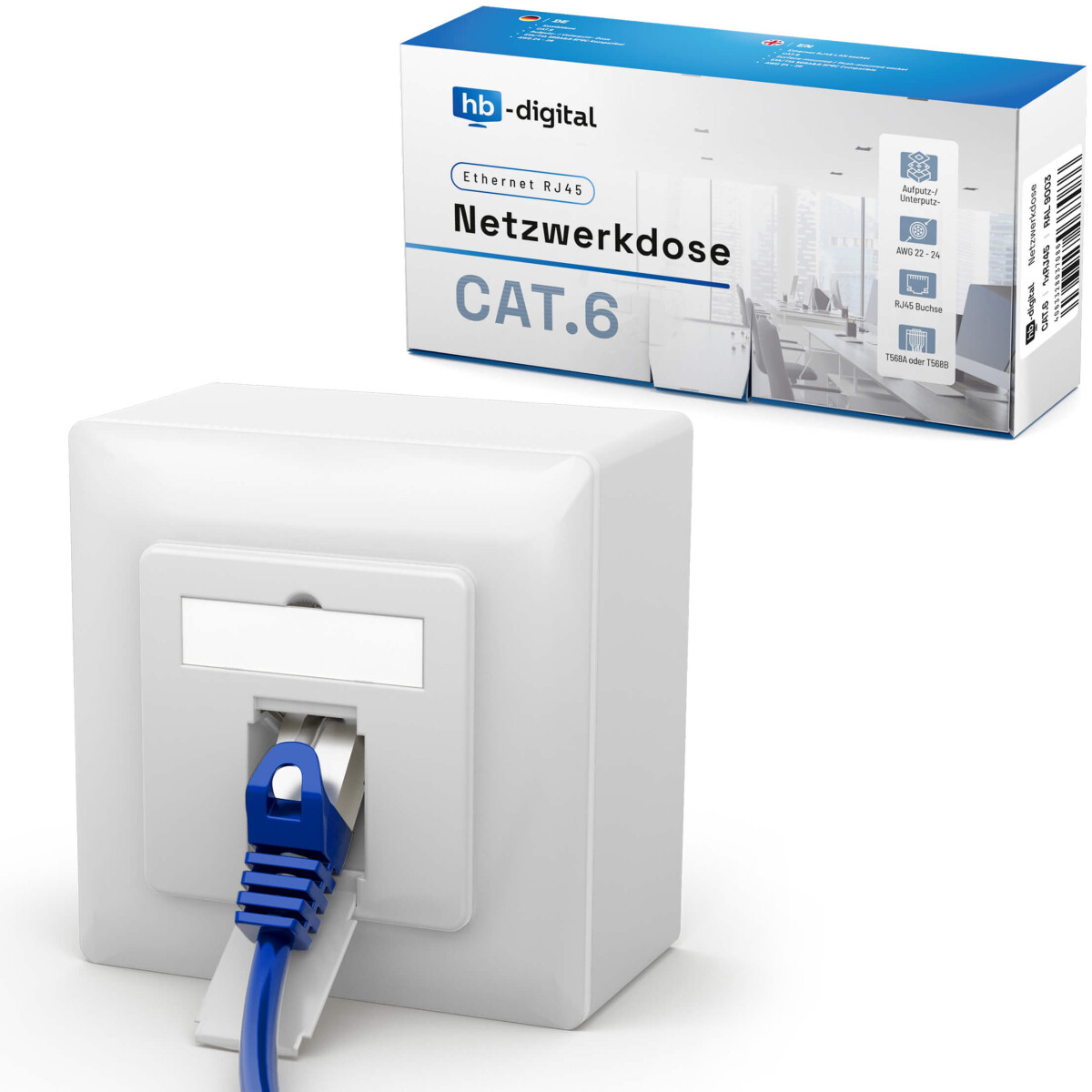 Netzwerkdose Aufputz 6-Fach Weiß Ap Inkl 6X Ks Rj45 – HAGEE