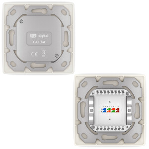 LAN box CAT 6a network socket surface / flush 2 x RJ45 RAL9010