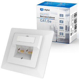 LAN Dose CAT 5e Netzwerkdose Unterputz 2 x RJ45 RAL9003