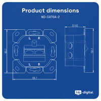 LAN socket CAT 6a flush-mounted network socket 2 x RJ45 with
