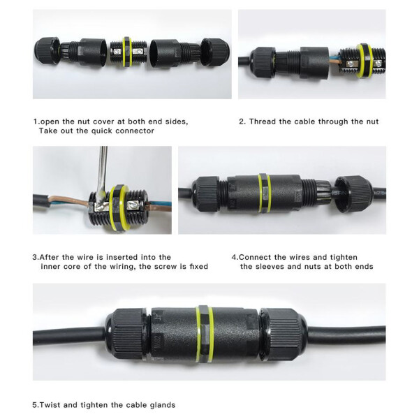 Waterproof 5-Pin IP68 T-Connector Cable Sleeve - 450V Rating, Outdoor Electrical Connection 10 thumbnail image