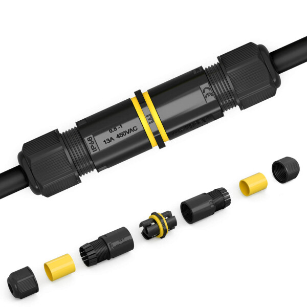 HangTon HE21 Steckverbinder IP68 – 3-polig, Wasserdicht, 30 A / 500 V, Kabel-Ø 8–12 Mm, Für Außen- & Industrie