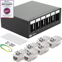 Patchpanel 6 Port mit 6 x Keystone Modul Cat 6a 1